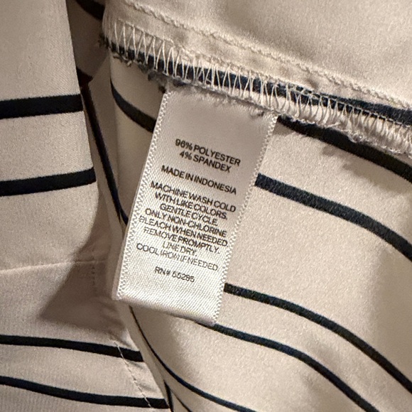 Express Women's Black and Cream Striped Blouse - Picture 3 of 4